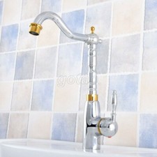 Deck Gold Chrome Bathroom Basin Faucet Brass Single Hole Swivel Sink Mixer Tap