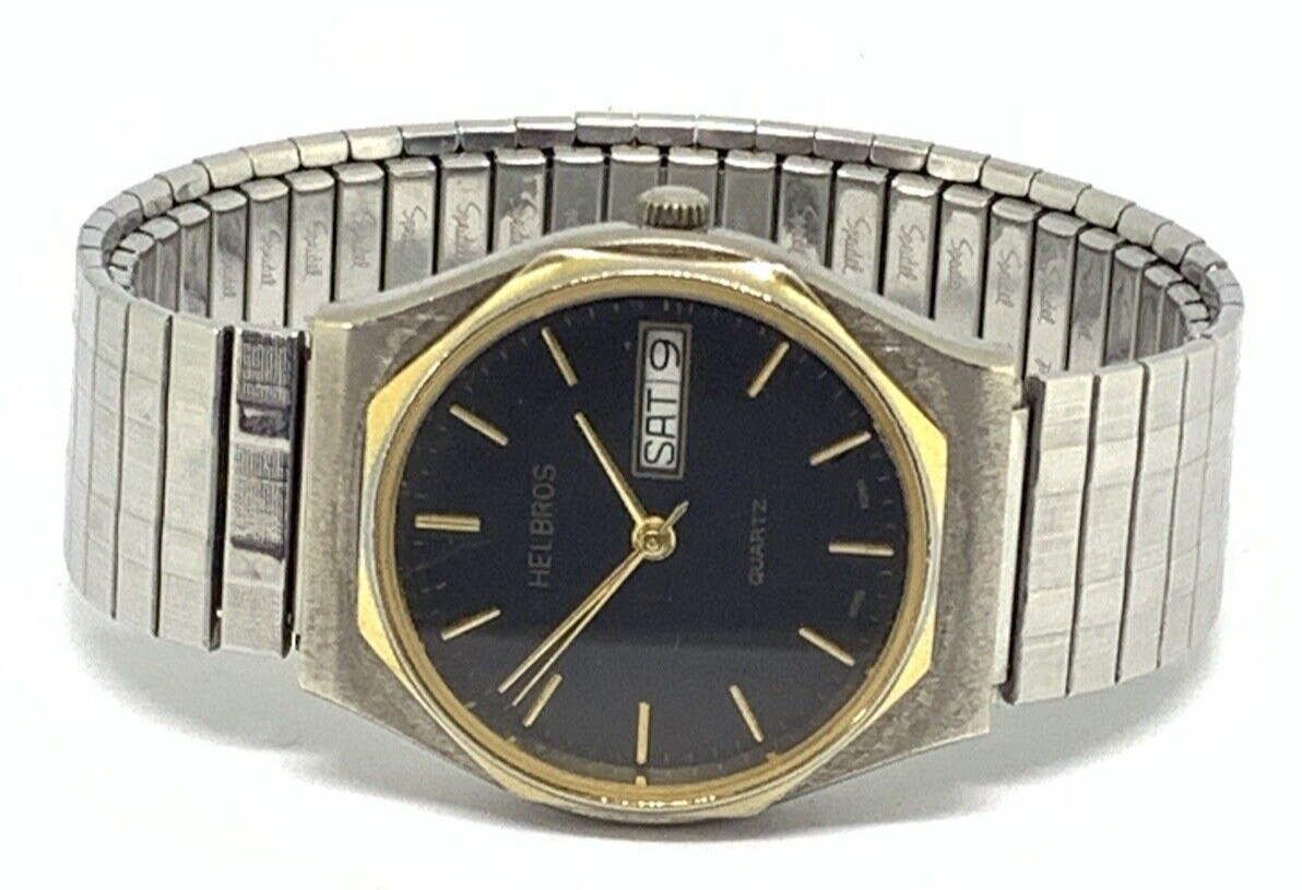 Montre Homme Helbros à Quartz - Modèle 9 Go 90-3 - Bracelet Acier - Pile Neuve
