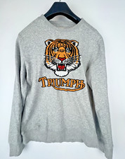 Triumph by Lucky Brand Tiger Embroidered Crewneck Sweater   Men  s Small Gray