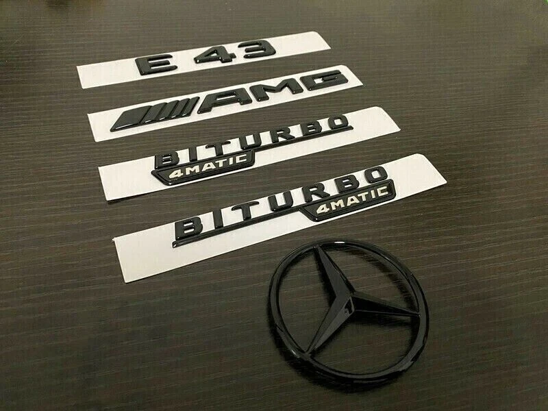 Negro brillante E43 AMG Biturbo 4MATIC y emblema estrella trasera para clase E E43 W213 Foto 2 de 4