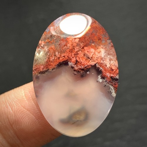 Scenic Moss Plume Agate Cabochon 27x18x4mm High Quality 17 ct - Picture 2 of 6