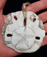 Sand Dollar Ornament - Nautical Sand Dollar - Pomp Decoupage Art Tropical Beach