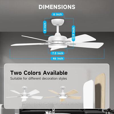 ocioc 46 Inch Ceiling Fan with Light, Large Air Volume Ceiling Fan with Backligh