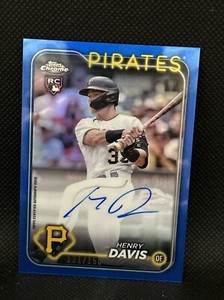 2024 Topps Chrome Henry Davis Rookie Auto Autograph RC #RA-HAD Pirates Blue /150
