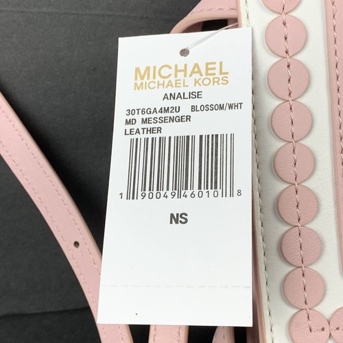 Michael Kors Analise Medium Leather Messenger Shoulder Bag - Blossom/White NWT - Picture 3 of 19