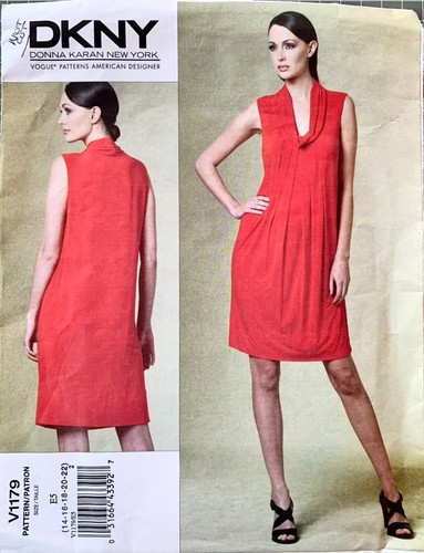 VOGUE 1179 DKNY Pullover Dress Sewing Pattern. Size 14-16-18-20-22.