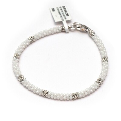 LAGOS New Sterling Silver and 18K Gold, White Caviar 5mm Rope