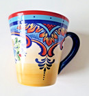 Hand Painted Turquoise Red Yellow Ceramic Coffee Mug Euro Ceramica Zanzibar Desi