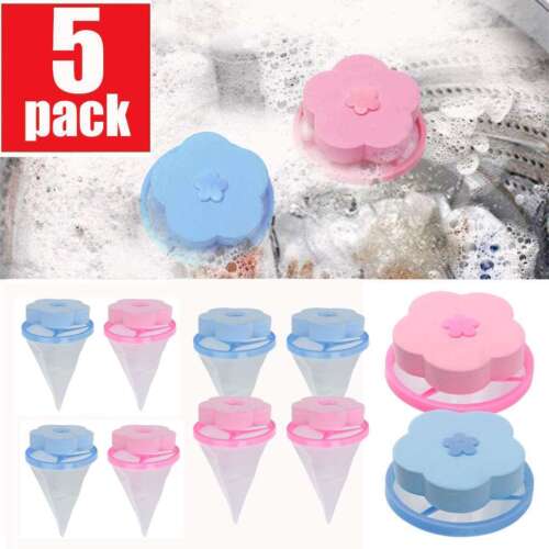 5pcs Floating Pet Fur Catcher Laundry Lint Pet Hair Remover For Washing Machine