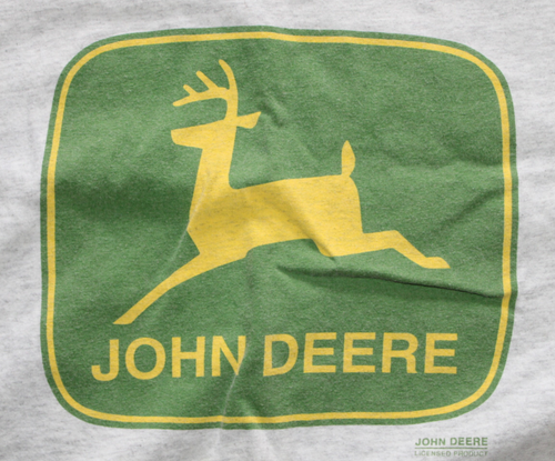Vintage John Deere Classic Logo Grey Gray T-Shirt X-Large - Picture 2 of 4