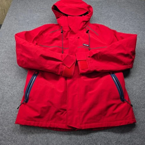 Lands End Mens Red Squall Waterproof Hooded Parka Jacket Medium 38-40 Fleece image 5