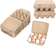 25 Pack Egg Cartons Bulk, 3x4 Style Reusable Empty Natural Paper Pulp 