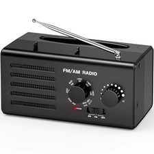 AM FM Radio Portable, Transistor Radio Plug in Wall Battery Powered with Black