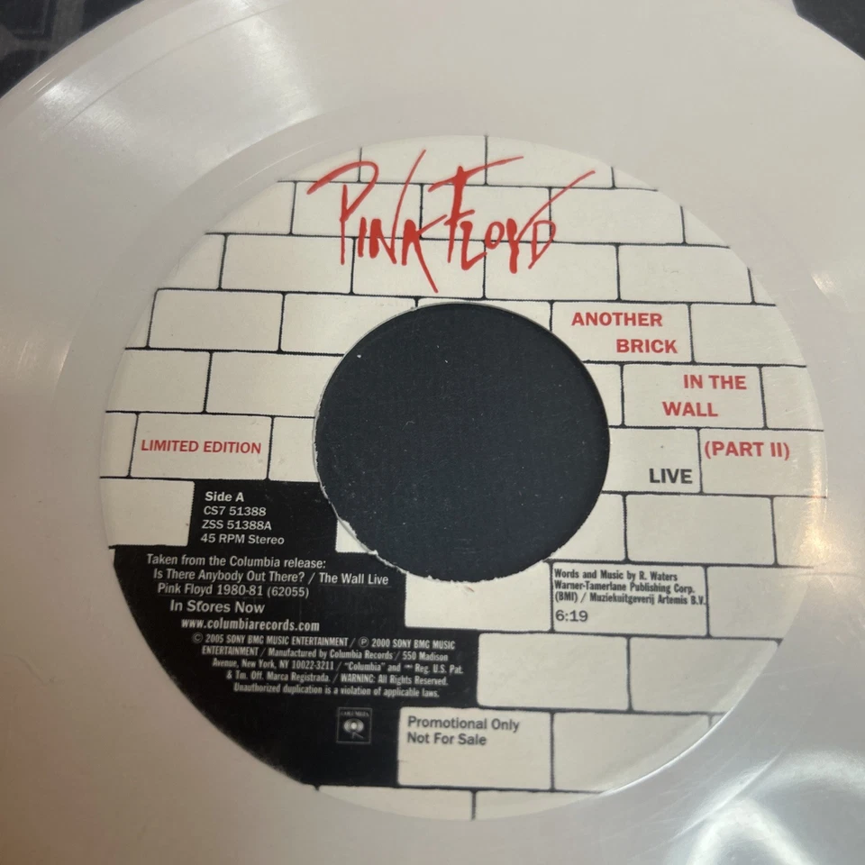 Pink Floyd Another Brick In The Wall (Part II) Live PROMO 7" White VINYL Record — 第 3/3 张图片