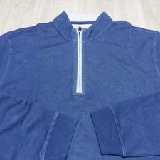 Johnnie-O Men's M Golf Sully 1/4 Zip Pullover Sweater Midnight Blue LS Flawed