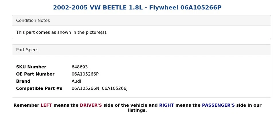 2002-2005 VW BEETLE 1.8L - Flywheel 06A105266P - Image 4 of 4