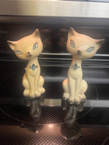 Rare Vintage Anthropomorphic Enesco Siamese Cat Shakers