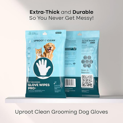 Uproot QuickClean Gloves Pro: 1 Month Supply - Extra-Thick Pet Glove Wipes 6 pk