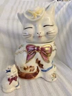 Vintage Shawnee Puss n Boots Long Tail Cookie Jar Top Cracked Bonus Salt Shaker!