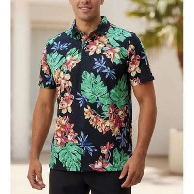 ポロラルフローレン　RLX Ralph Lauren 花柄シャツ M　ポロシャツ RLX Ralph Lauren Mens Pro Fit Golf Polo Shirt Tropical Floral Palm
