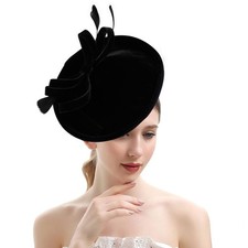 Bubbmi Women Velvet Fascinator Hat 9337black