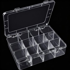 Clear Plastic Bead Organizer Container Storage Box Adjustable Dividers Remova...