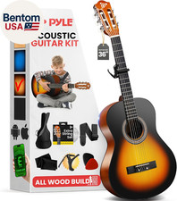 Beginner Acoustic Guitar Kit, 3/4 Junior Size All Wood Build Nylon String Instru