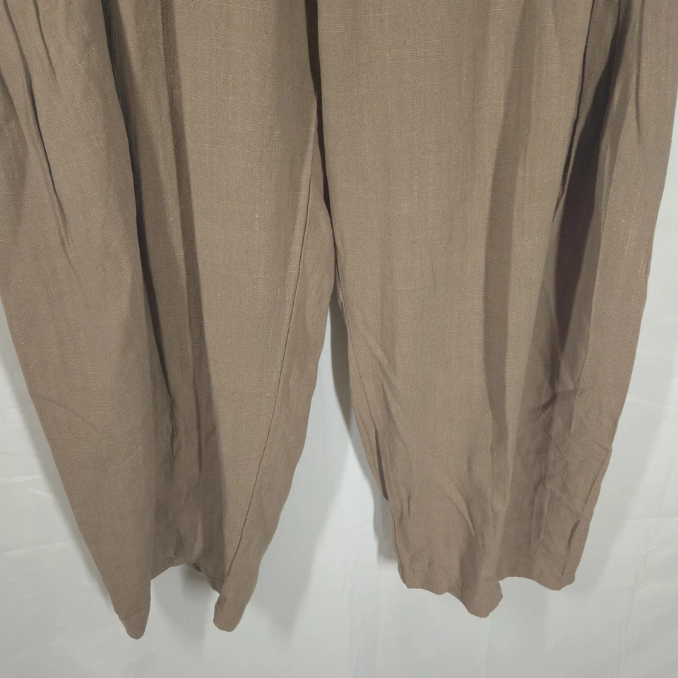 Tarse Womens Linen Blend Harem Pants Size L Tan Drawstring Waist Yoga Lounge - Image 3 of 4