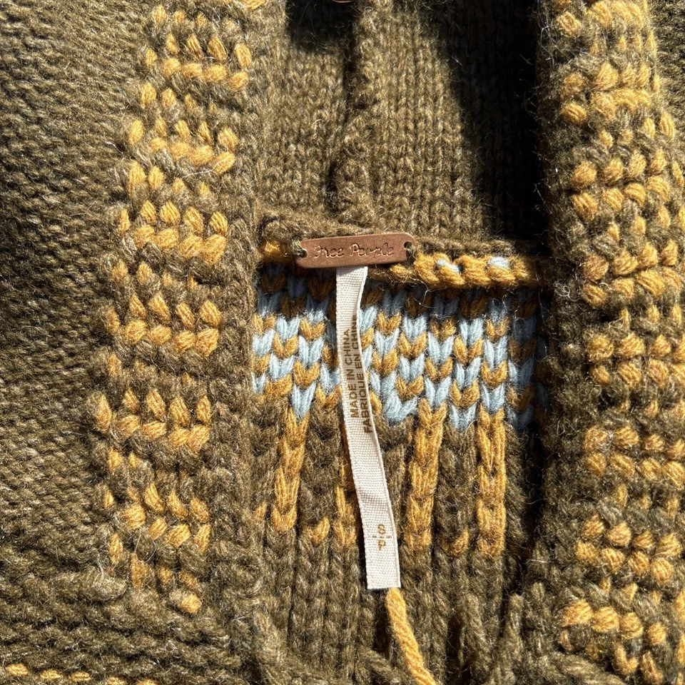 Cárdigan Free People Gretel Swing Sudadera con Capucha Lana Angora Fair Isle Verde Foto 3 de 4