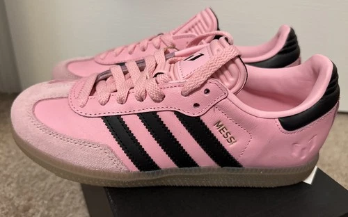 [JR0424] Grade School Adidas SAMBA INDOOR 'MESSI LIGHT PINK BLACK Size 3.5Y