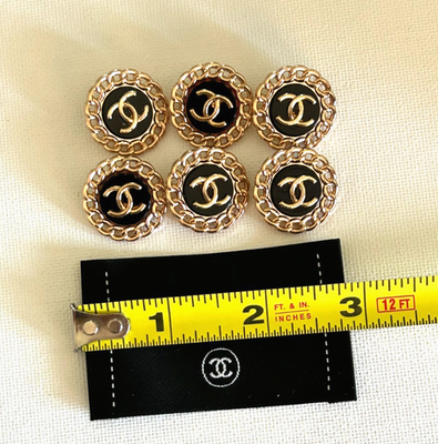 Chanel Vintage Button Set of 6 Size 23 mm Black Gold Tone Metal