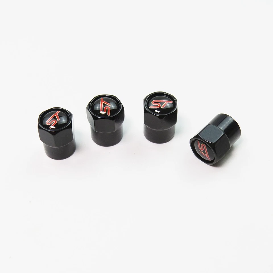 Compatible with Ford ST 4Pcs Tire Valve Stem Caps Black Anodized Aluminum Set - Image 3 of 4