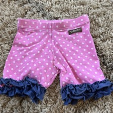Matilda Jane Boutique Ruffle Shorts The Trek Pink Polka Dots Blue Size 6
