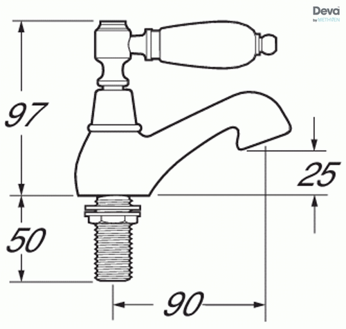 Deva GE01 Georgian Chrome Basin Hot & Cold Traditional Lever Taps - Picture 2 of 2