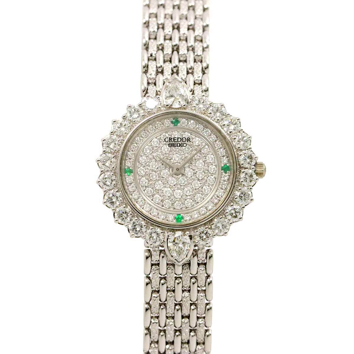 ひかり No.320 SEIKO CREDOR 1E70 2010 Quartz Diamond bezel K18WG Ladies