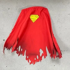 SU-MF-C-SUPBD: Wired battle damaged red cape with logo for McFarlane Superman