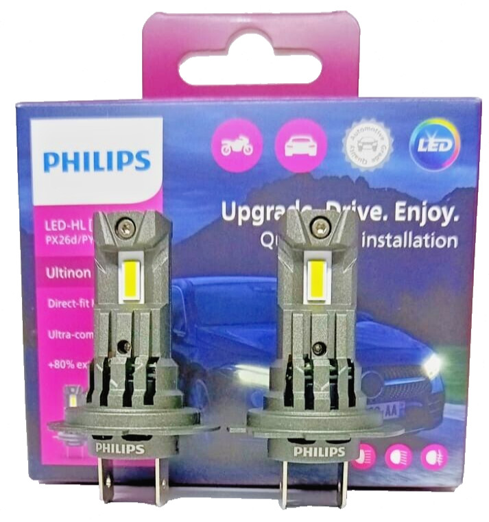 kit coppia lampadine led h7 lampade fari auto philips ultinon luce bianca 6000k. - Miniatura 6