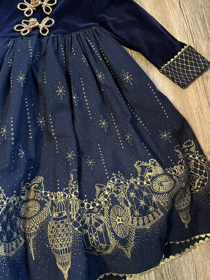 Vintage DAISY KINGDOM Factory Dress Golden Angel Windsor Navy size 4 RN 77883 - Image 3 of 4