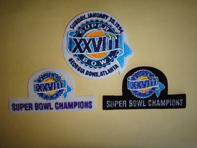 3 Super Bowl CHAMPIONS XXVIII NFL Football Game at Georgia Dome 1994 Patches