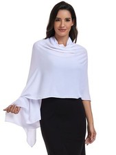 Chiffon Shawl Womens Wrap for Evening Dress Wedding Scarf Fashion Pashmina White