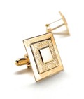Vintage Gold Cufflinks Art Deco Design Square Stepping Form Cuff Links