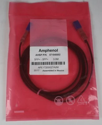 DELL Amphenol 571540002 3M SFP+ 10GbE Direct Attach Passive Copper TwinAxial Cable