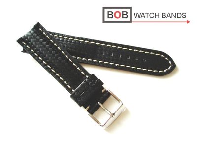 BOB ECHTLEDERUHRBAND Carbonstyle Kompatibel mit Breitling SCHWARZ Breitenwahl