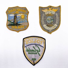 Lot 3 Vintage/Antique 1912 USA Cloth Sheriff Badges etc, L 9 - 11 cm