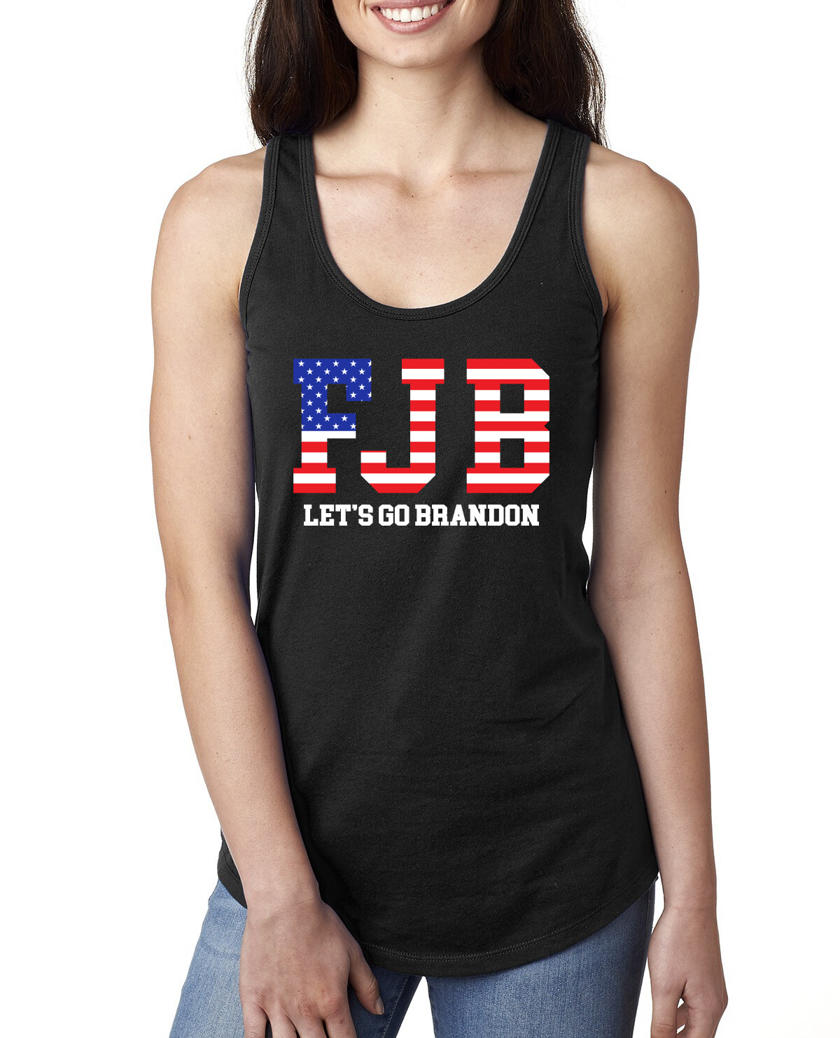 FJB Lets Go Brandon Political Ladies Racerback Tank Top