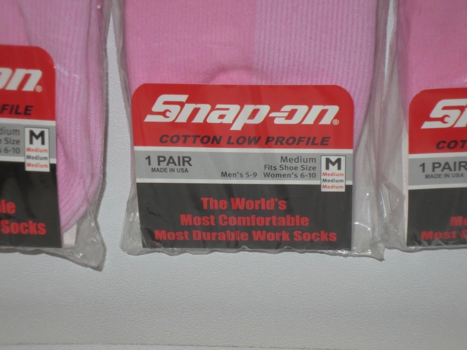 3 PAIRS Snap-On PINK Low Profile Socks MEDIUM 6-10 *FREE SHIP* MADE IN USA *NEW* - Image 4 of 4