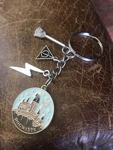 Wizards and Witches Keyring Keychain Lightning Bolt, Broom, Gift - Picture 3 of 4