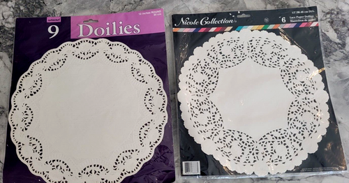 Lot of 12" Round, White Lace Paper Doilies; 2 Sealed Packs; 9 AMSCAN + 6 NICOLE - Picture 20 of 22