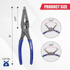 WORKPRO 8''  Long Nose Slip Joint Pliers 3-Zone Serrated Jaw Forg for Clamping