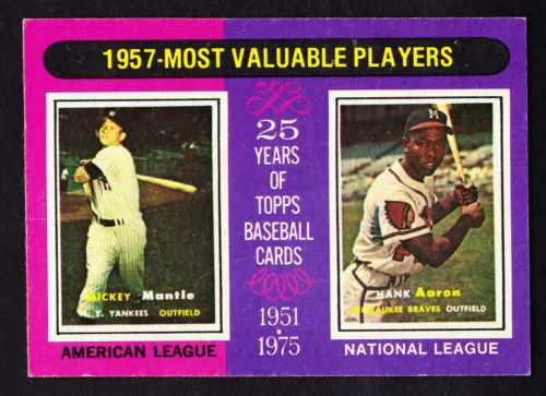 1975 TOPPS #195 MICKEY MANTLE & HANK AARON